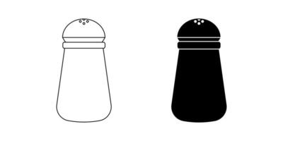 Salt and pepper shakers icon set isolated on white background vector