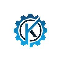 Letter K gear logo design template illustration. vector