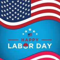 Labor Day greeting card with brush stroke background in United States national flag colors and hand lettering text Happy Labor Day. illustration. vector