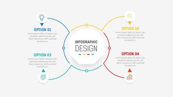 cuatro paso infografía elemento diseño modelo para presentación. proceso diagrama y presentaciones paso, flujo de trabajo disposición, bandera, fluir cuadro, informacion gráfico ilustración. vector