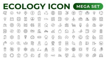 Eco friendly related thin line icon set in minimal style. Linear ecology icons. Environmental sustainability simple symbol vector