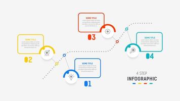 cuatro paso infografía elemento diseño modelo para presentación. proceso diagrama y presentaciones paso, flujo de trabajo disposición, bandera, fluir cuadro, informacion gráfico ilustración. vector