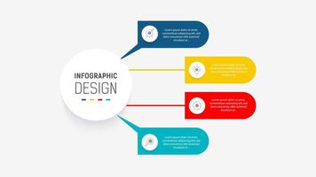 cuatro paso infografía elemento diseño modelo para presentación. proceso diagrama y presentaciones paso, flujo de trabajo disposición, bandera, fluir cuadro, informacion gráfico ilustración. vector