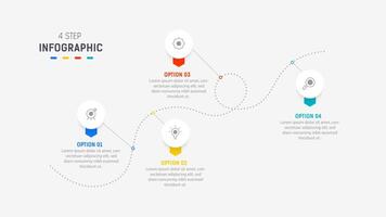 Four Step Infographic element design template for presentation. process diagram and presentations step, workflow layout, banner, flow chart, info graphic illustration. vector