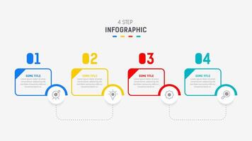 cuatro paso infografía elemento diseño modelo para presentación. proceso diagrama y presentaciones paso, flujo de trabajo disposición, bandera, fluir cuadro, informacion gráfico ilustración. vector