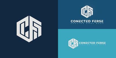 Abstract initial hexagon letter CF or FC logo in solid white color isolated on multiple background colors. The logo is suitable for blockchain contracts business logo design inspiration templates. vector