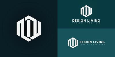 Abstract initial hexagon letter DL or LD logo in white color isolated on multiple background colors. The logo is suitable for real estate company logo design inspiration templates. vector