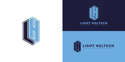 Abstract initial hexagon letter LH or HL logo in multiple blue colors isolated on multiple background colors. The logo is suitable for technology company logo design inspiration templates. vector