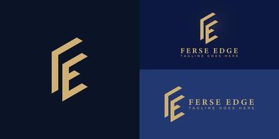 Abstract initial letter FE or EF logo in luxury gold color isolated on multiple background colors. The logo is suitable for business and consulting company logo design inspiration templates. vector