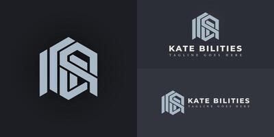 Abstract initial hexagon letter BK or KB logo in silver color isolated on multiple background colors. The logo is suitable for business and consulting company logo design inspiration templates. vector