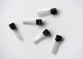 Transistors on a white background. Radio components. photo