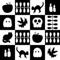 Monochrome black and white Halloween geometric seamless pattern. Witchcraft print for paper, textile and fabric. Hand drawn illustration for decor and design. vector
