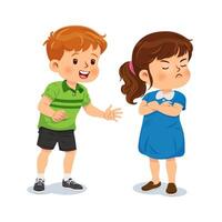 Little girl is angry and dissatisfied with a boy vector