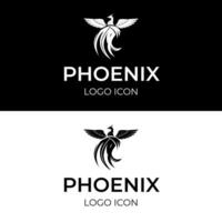 fénix pájaro en sencillo negro logo diseño con extendido alas y fluido curvo líneas cola vector