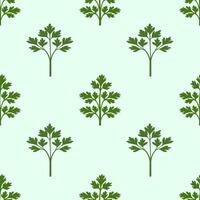 Fresh Green Parsley Leaves Seamless Pattern. vector