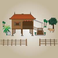 Cambodia traditional house Khmer house Asian traditional house vector