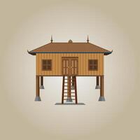 Asian house, Khmer traditional house , Cambodia home vector