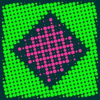 a green and pink square with dots on it vector