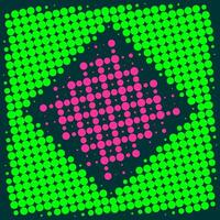 a green and pink square with dots on it vector