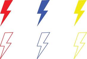 multi color lightning bolt icon set illustration eps 10 vector