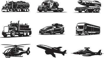 Vehicle transport black and white illustration, eps 10 vector