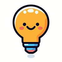 Happy cute light bulb icon illustration vector