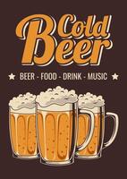 beer poster in vintage style with retro vibes and beer objects vector