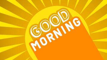 ljus Bra morgon- meddelande med stigande Sol bakgrund och retro stil video