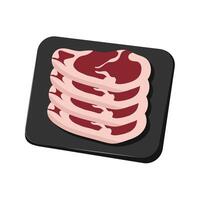 Cold cuts. Red steak beef meat on stone tray vector