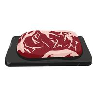 Delicious slice of meat. Pork fillet. Red beef steak on stone tray vector