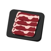 Cold cuts. Red sliced beef steak on stone tray vector