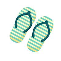 Stripped cartoon flip flops. Beach slippers for summertime. Rubber open footwear vector