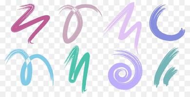 illustration features various colorful doodle-style sketch. The abstract, hand-drawn shapes are rendered in pastel shades, giving them a playful and artistic look vector