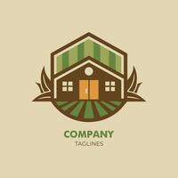 un rústico casa de Campo logo con apagado verduras y marrones vector