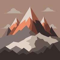 Muted Grays and Earthy Tones in a Mountain Range Illustration vector