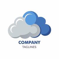 A whimsical Cloud Logo of Muted Blues and Soft Grays. vector