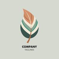 A Minimalist Leaf Logo with Muted Greens and Soft Browns vector
