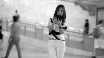 Young Asian Woman Using Smart Phone Device in The City Streets video