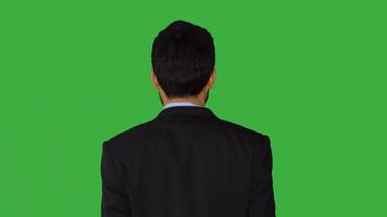 Businessman talking isolated on green screen background video