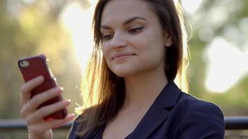 City Lifestyle Portrait of Attractive Female Person Chatting on Mobile Phone video