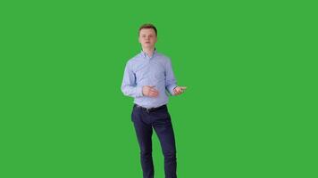 Young Caucasian Man Isolated on Green Screen Background video