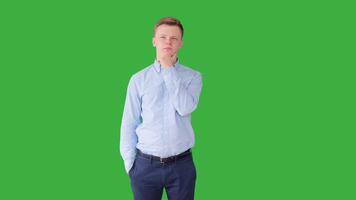 Young Caucasian Man Isolated on Green Screen Background video