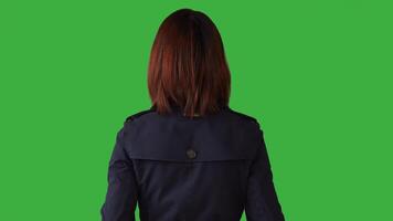 Young Asian Woman Standing Isolated on Green Screen Background video