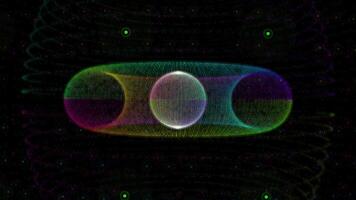 Vivid color transitions in abstract hyperspace sphere, modern futuristic digital art video