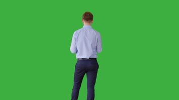 Young Caucasian Man Isolated on Green Screen Background video