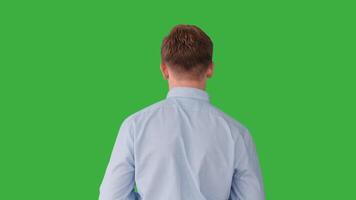 Young Caucasian Man Isolated on Green Screen Background video