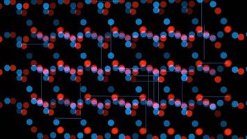 vermelho e azul pontos flutuador em Preto fundo dentro artístico exibição video