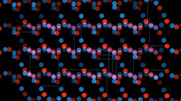 rojo y azul puntos flotador en negro antecedentes en artístico monitor video