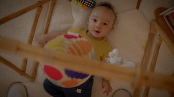 Kinderbetreuung Elternschaft Szene von glücklich jung Junge komisch und froh video