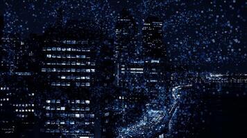 Virtual Data Artificial Intelligence Cyberspace Connected to City Skyline video